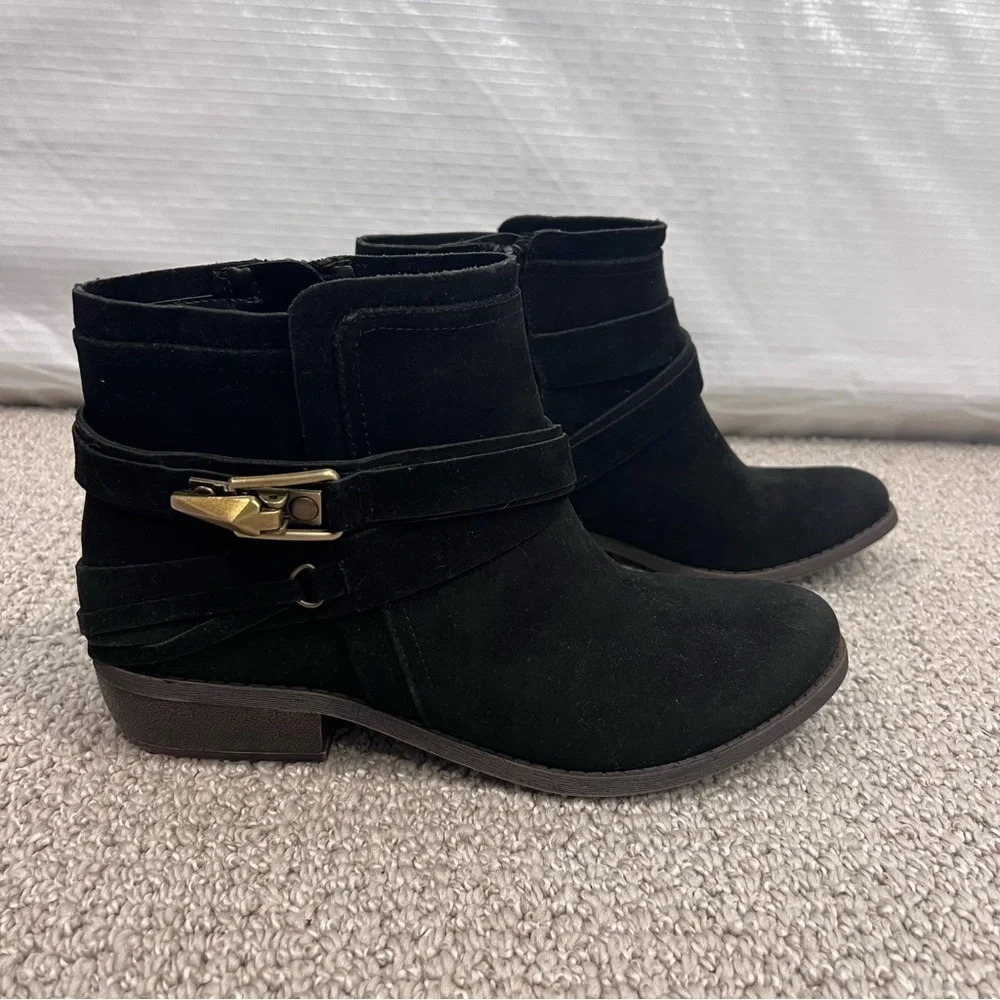 Fergalicious By Fergie Midas Black Women’s Ankle Boots Size 7.5 M New Side Zip,